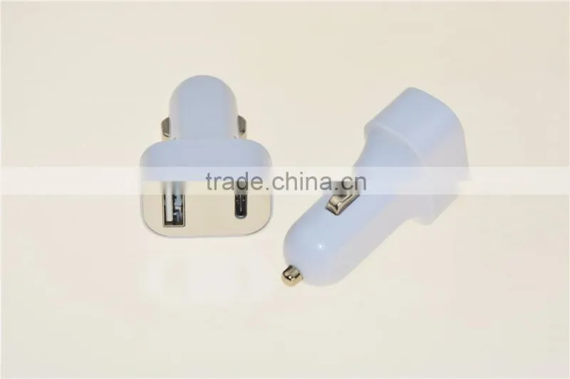 2 ports Plastic USB-C Car Charger