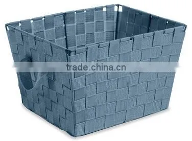 Plastic Woven Storage Tote with Straps