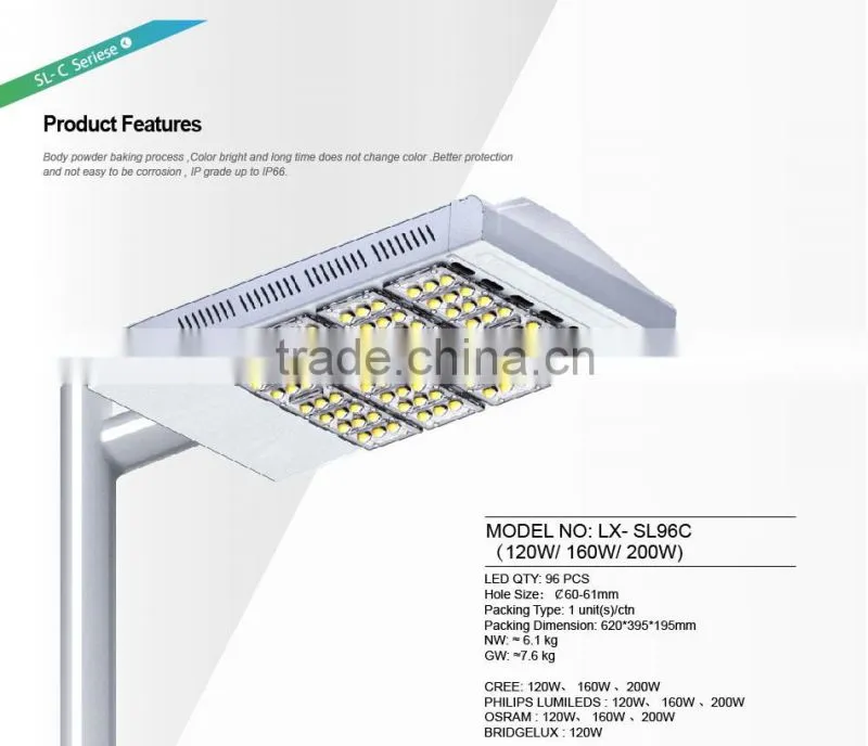 100-140lm/W, Meanwell Driver, 160W LED Residential Street Lights, Lens Kit for Different Beam Angle, CE Rohs Approved