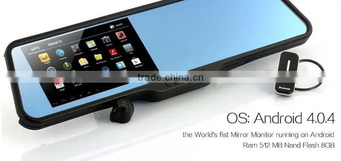 Android mirror dvr GPS+Bluetooth+Wifi car DVR with rear view mirror car monitor