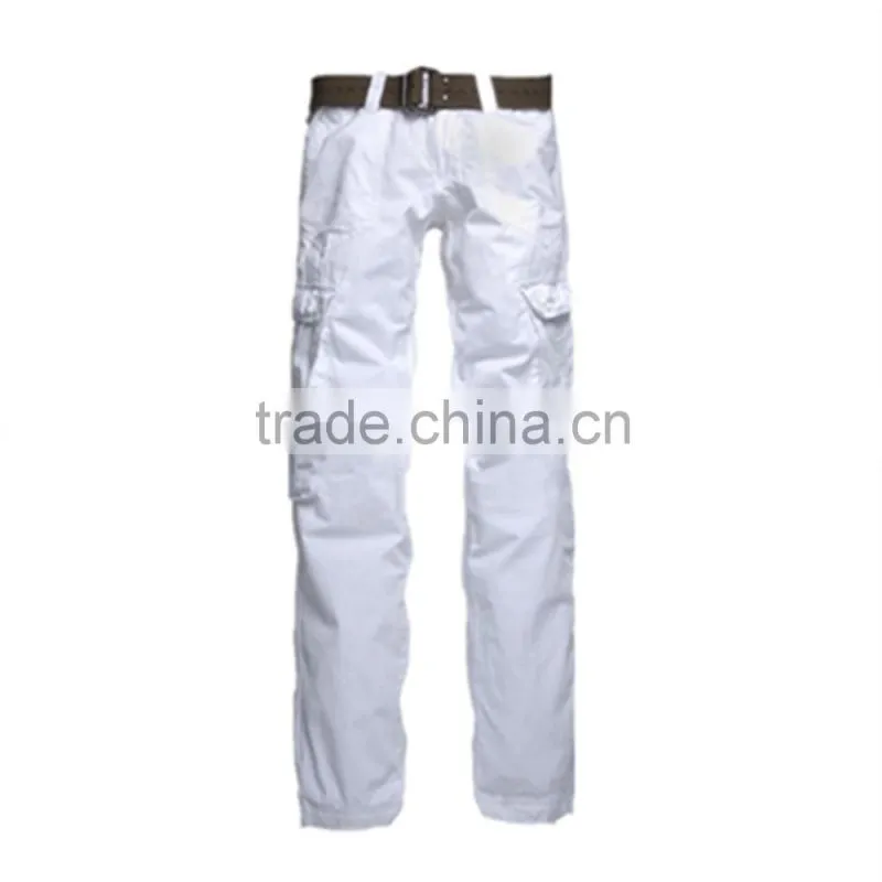 Wholesale Multi-pockets Men's White Cargo Pants