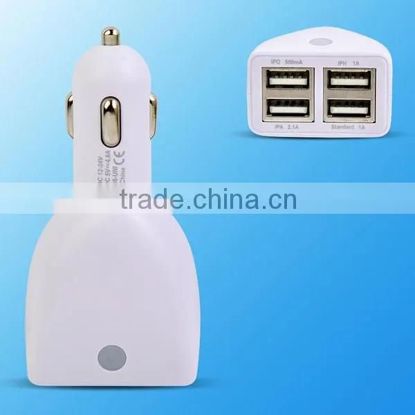 2016 new design adapter 4 port usb car charger for mobile phone