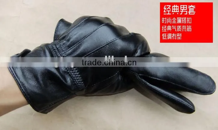 side button men leather gloves LG-09