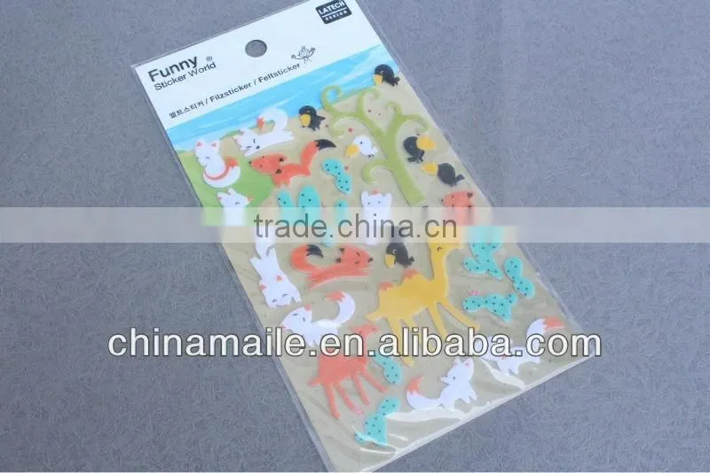 Cheap wholesale funny kids felt sticker/New design hot sale for kids felt sticker