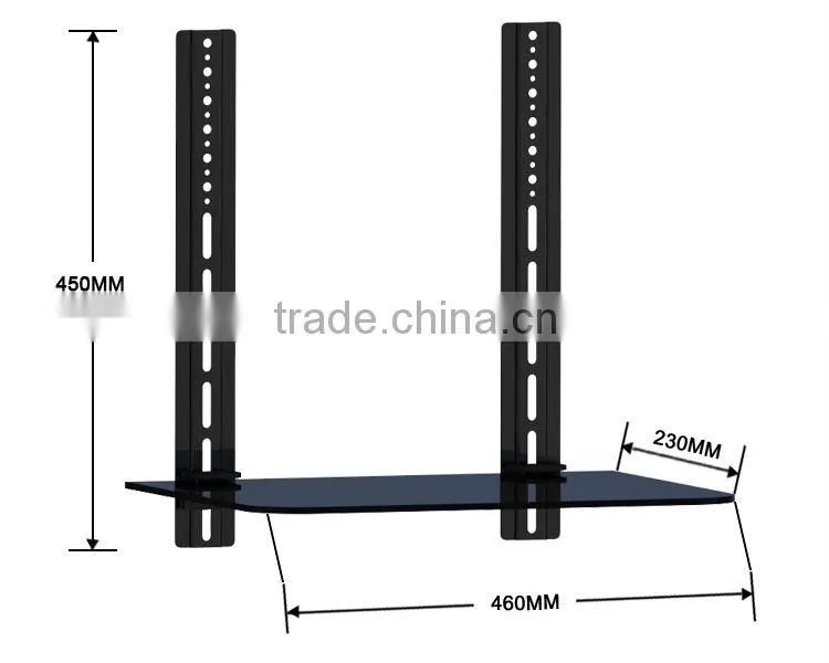 Single tempered glass dvd stand with two brackets