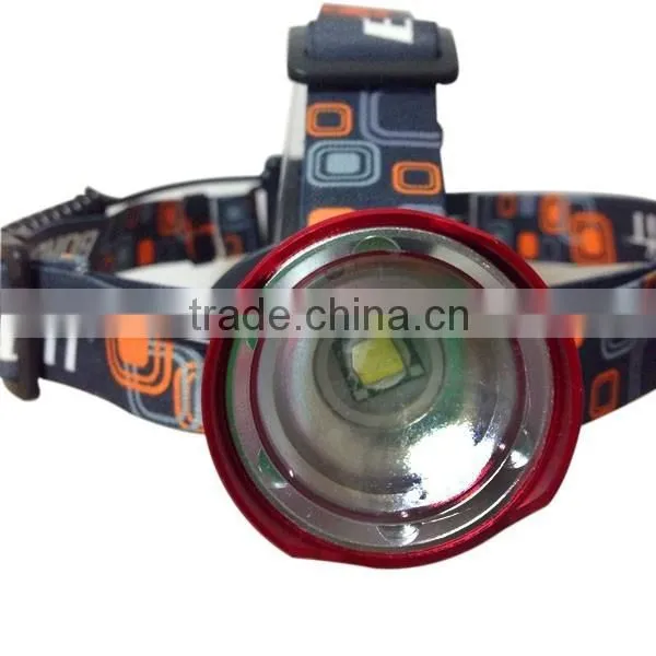 Aluminum Alloy Powerful Zoomable 10W XM-L T6 LED Helmet Headlamp For Hiking , Camping