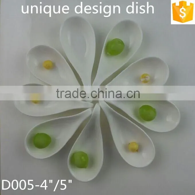 unique design spoon shape ceramic dishes 4"/5" bone china dinner ware dish
