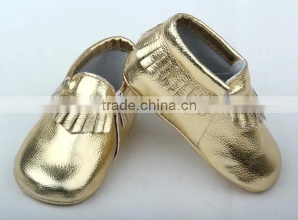 Popular all market 100% sheep leather fringes baby Moccs