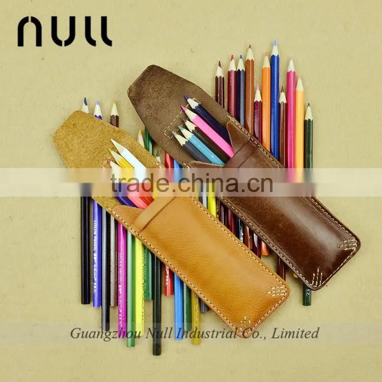 Wholesale men's gift item genuine leather pen and pencil holder