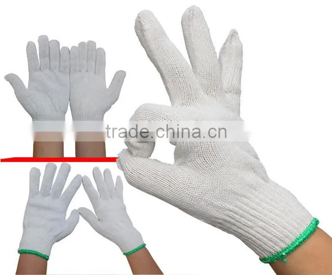 cheap white cotton gloves/cotton knitted gloves