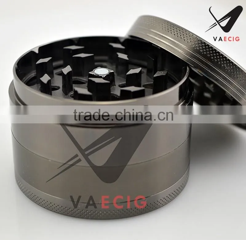 Hottest smoking herb grinder wholesale CNC teeth 63mm 4 parts high quality zinc alloy herb grinder free LOGO in shock
