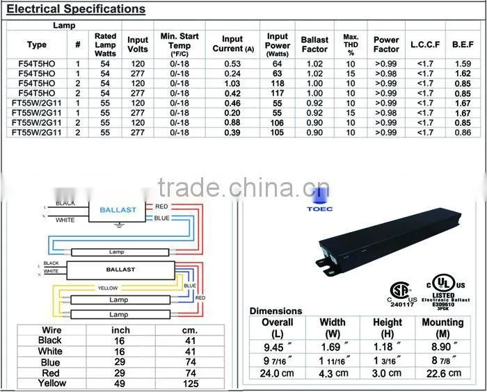 Linear Fluorescent Light Tube T5 Electronic Ballast(UL, CSA Approval)