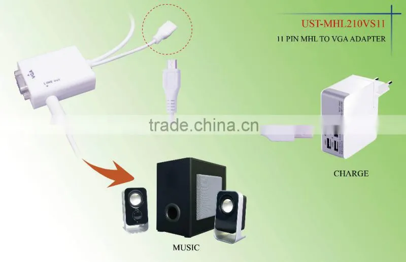 Micro USB 11pin MHL adaptador VGA + audio for smart phone