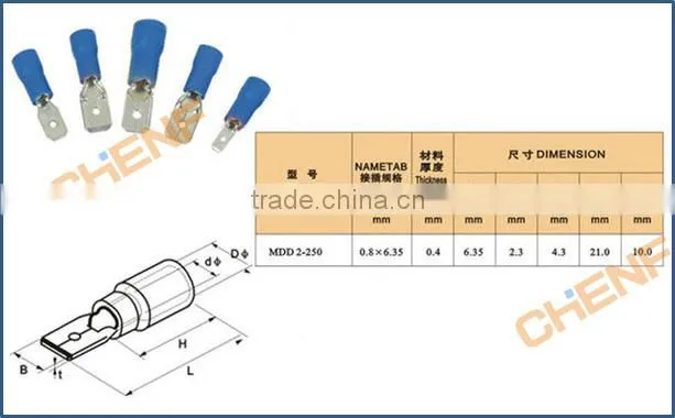 Hot Sell Fully Insulated Female Pre- insulated terminal / plug spring FDFD2-250 6.3 plug-in terminals