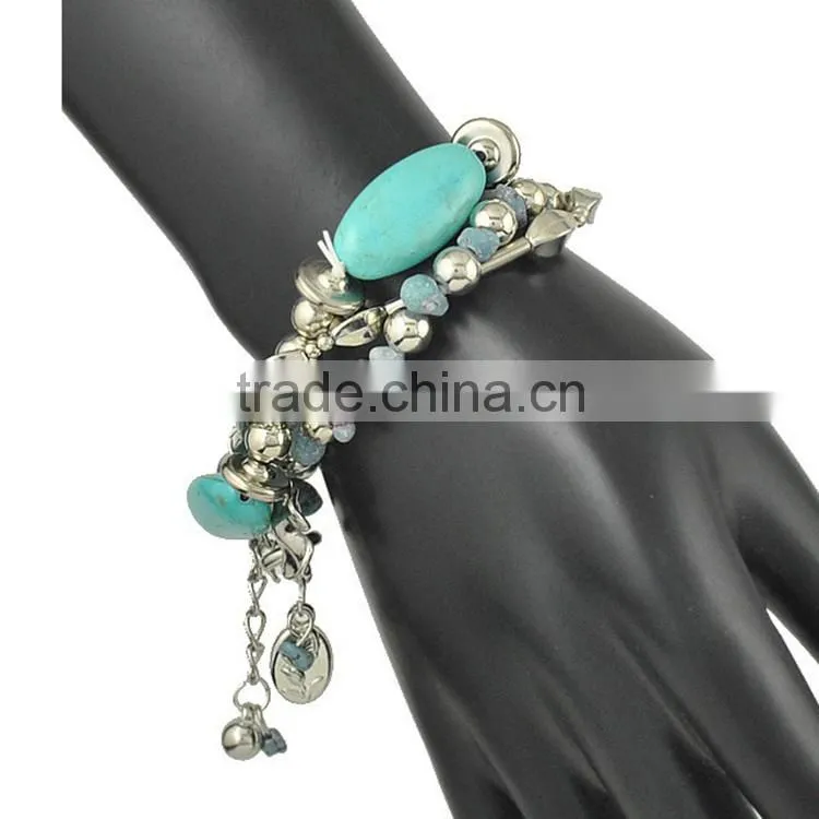 boho style silver turquoise bracelet chunky alloy bracelet