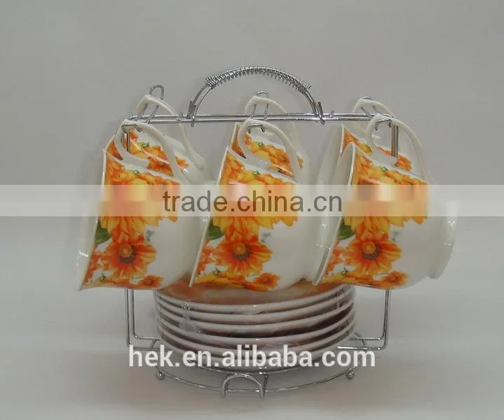 flower colored tea cup and saucer sets