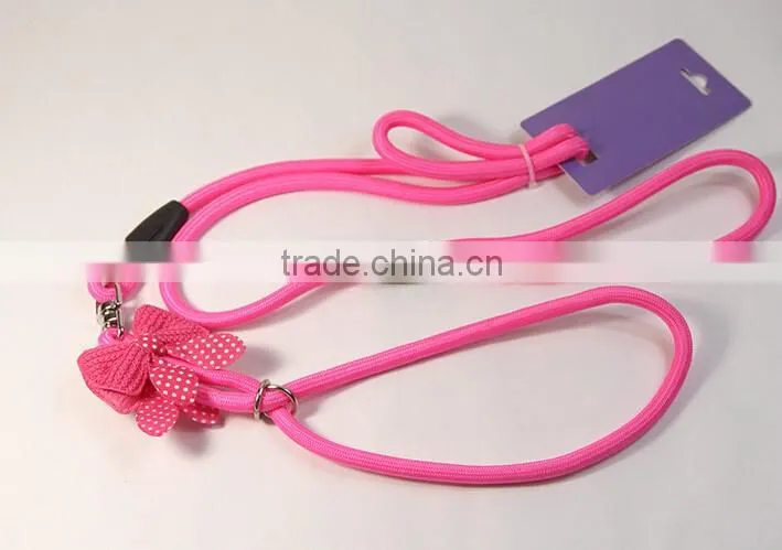 MegiPet Hot Pink Pet Dog Collar Suede Leather Leash Bowknot Adjustable Puppy Cat