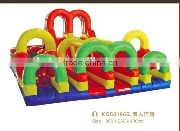small inflatable bouncer and double slides indoor playground for children