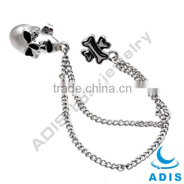 316L stainless steel ear chain linked tragues barbell with skull studs