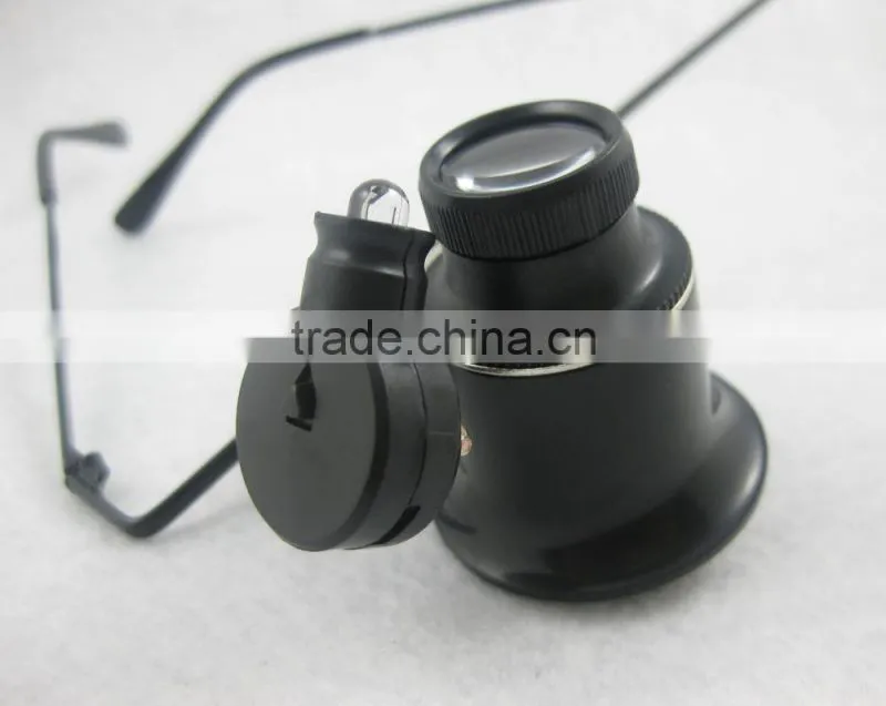 High quality Optical lens 2 LED Glasses Magnifier wholesale for repairing ,working,reading
