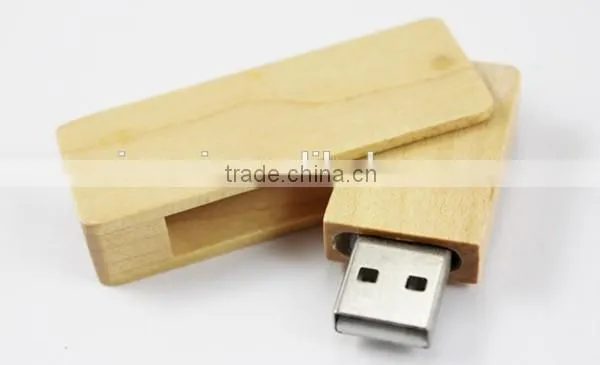 Mini wooden rectangle swivel usb
