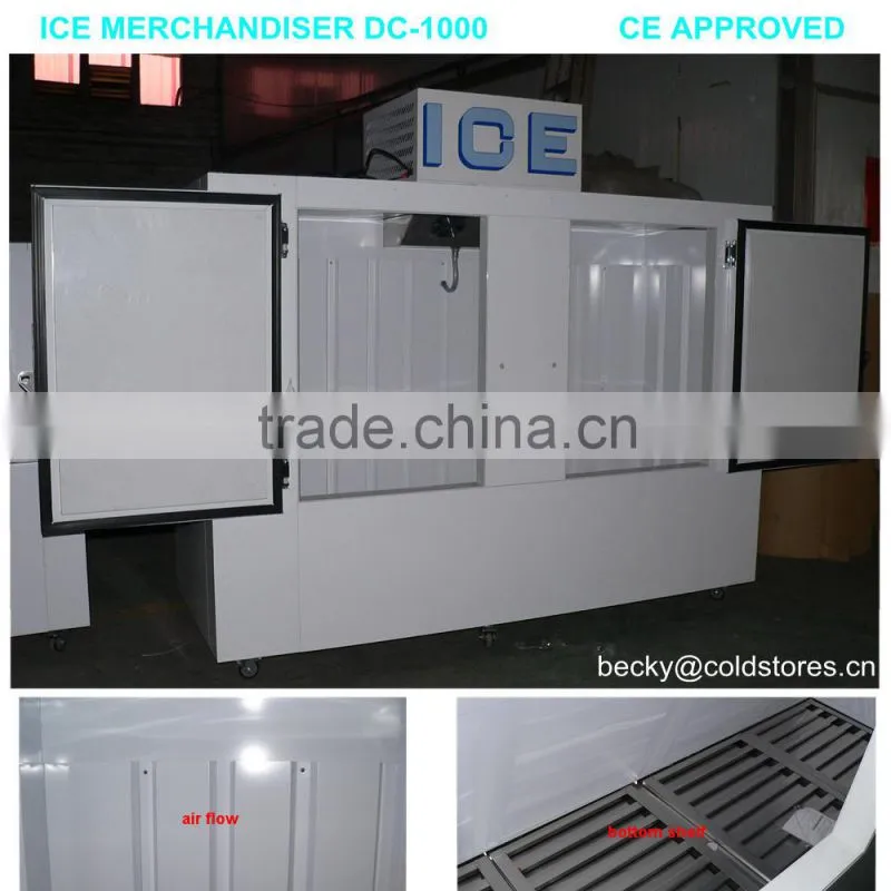 Gas station bagged ice storage freezer with 2 glass door or solid doors