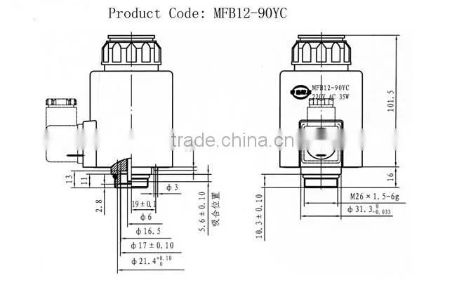 MFZ12-90YC/MFB12-90YC Rexroth Solenoid Coil for Hydraulic Valve-32X75MM