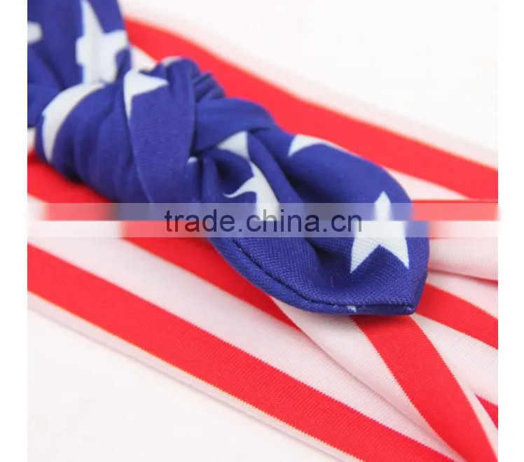 The new baby children's hair accessories National Day flag models rabbit ears bow cross with the new foreign trade