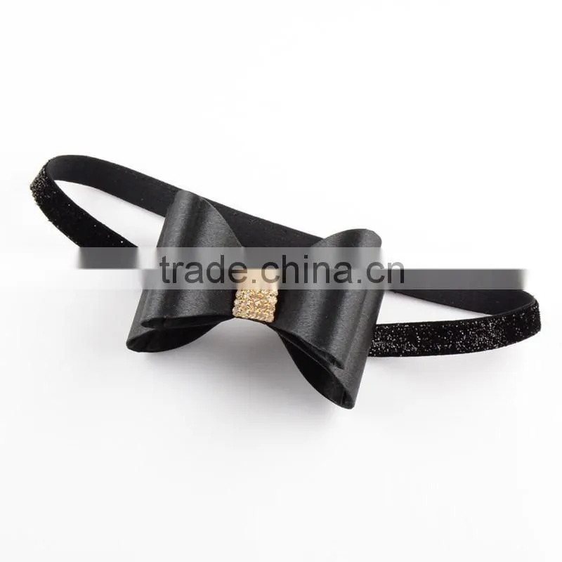New Hot Sale delicate glitter bow hair band Baby elastic fine hair lead the act the role of 16 color in stock now