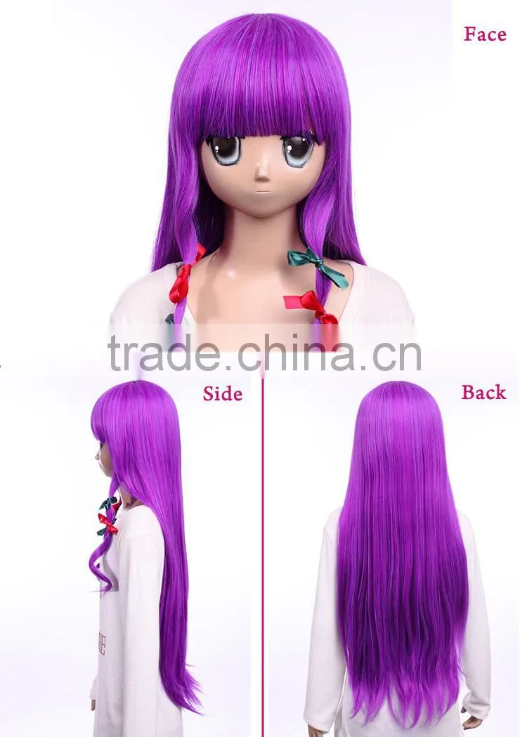 Excellent Synthetic heat resistant Touhou Project Patchouli Knowledge cosplay indian women hair wig