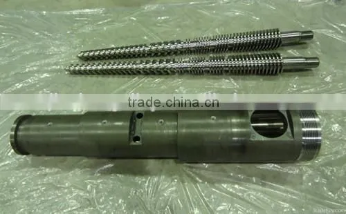 Conical twin screw barrel for injection moulding machine/ for PC / PA / PBT / PET plastic machine