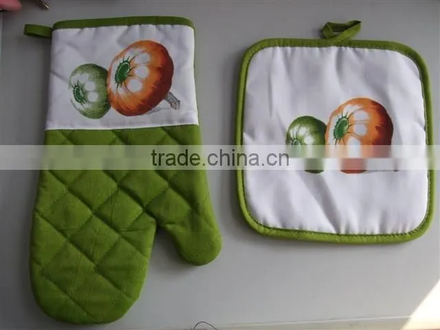 pigment printing pot holder set cotton material kitchen set newspaper style glove set
