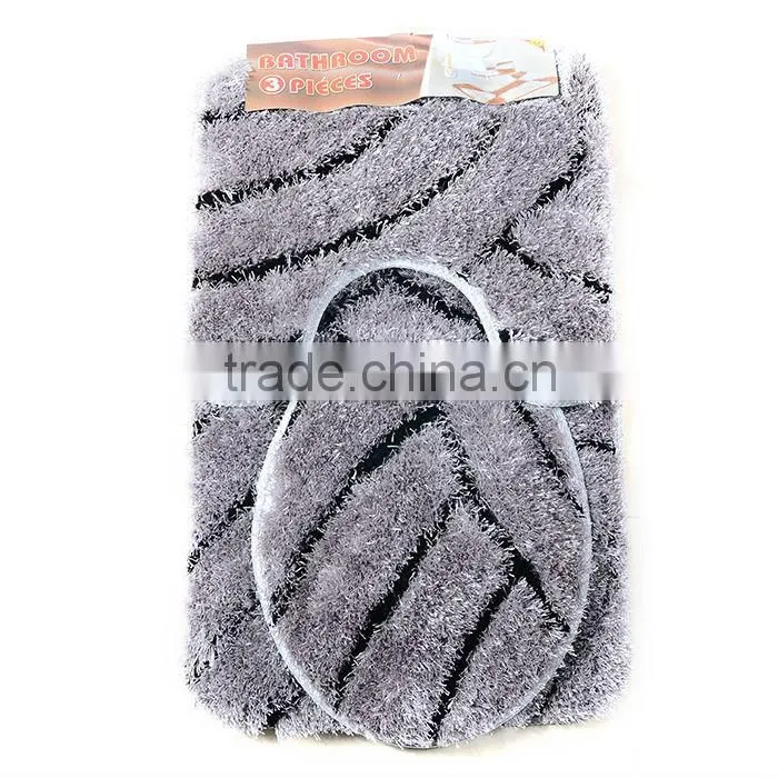 polyester shaggy 3 piece bath mat set