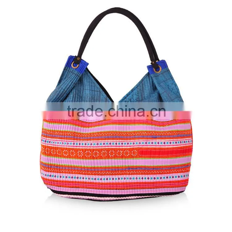 National style cheap canvas women shoulder bag among embroidery handbag