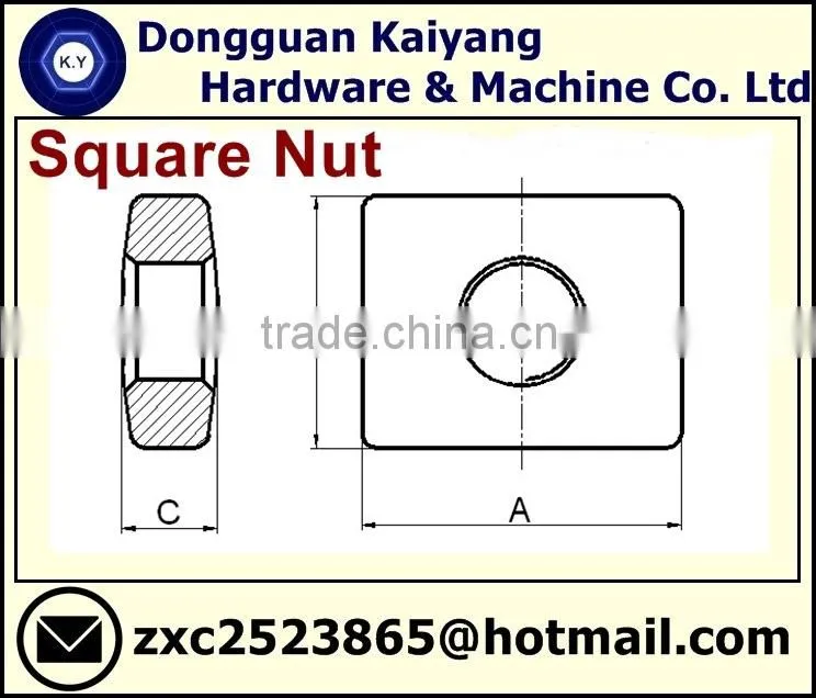 Square Nut ( Furniture Fastener); M4, M8, M10.
