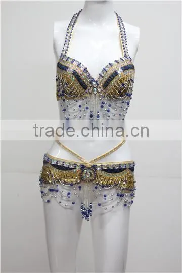 DS-002 new design sexy carnival party beaded dance costume, dance performance bra
