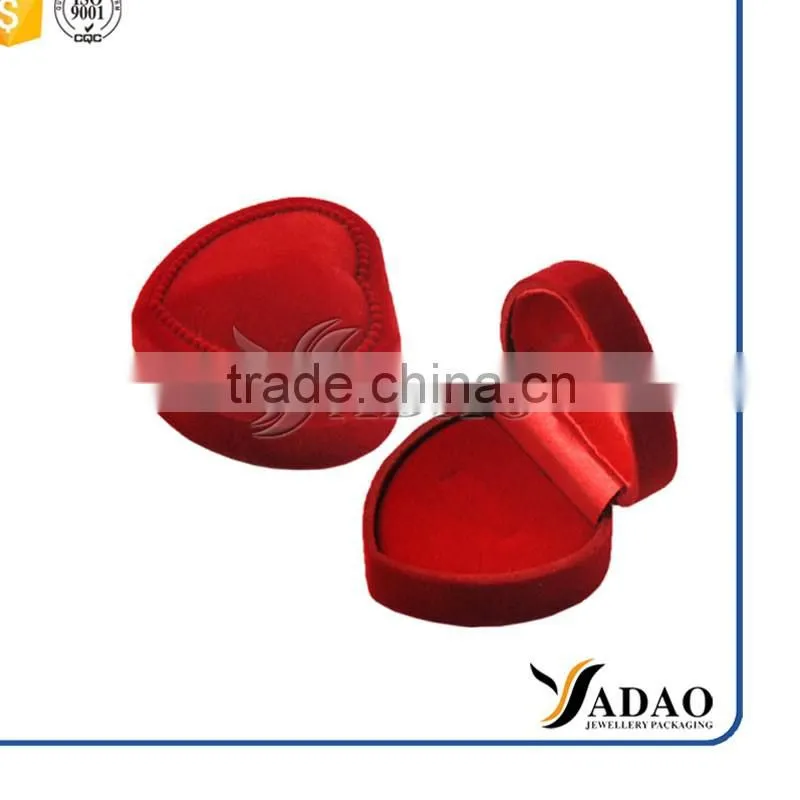 red color heart shape velvet packaging ring box