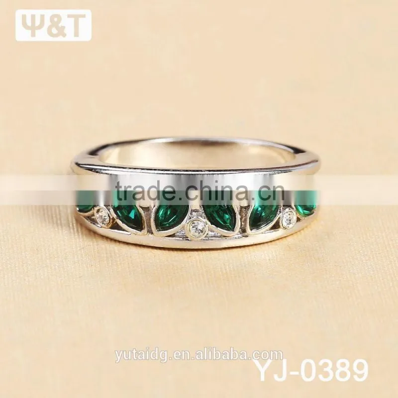 Jingli Jewelry Hot Sale Green Stone Silver Ring (YJ-389)
