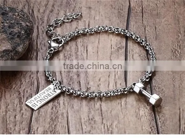 2016 new silver stainless steel custom charm silver jewelry bracelet