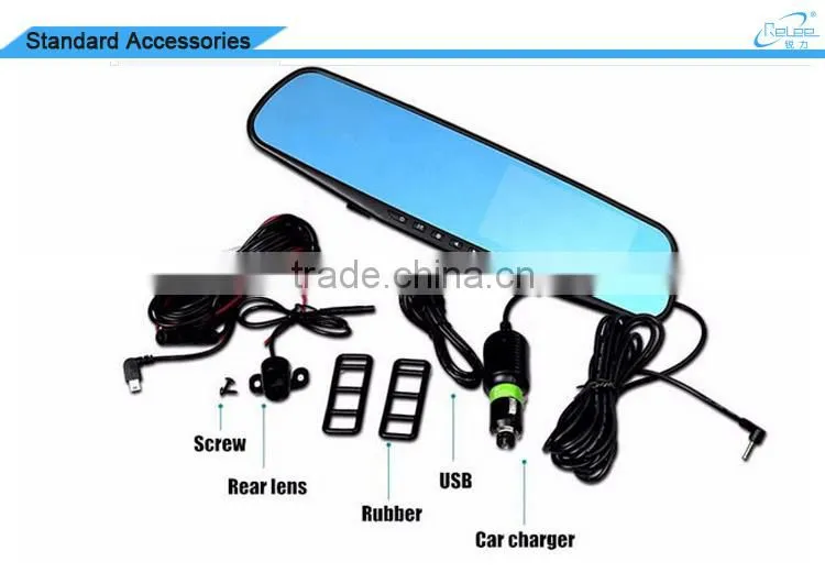 2016 Now product android 4.4 smart rearview mirror dual car dash camera with GPS