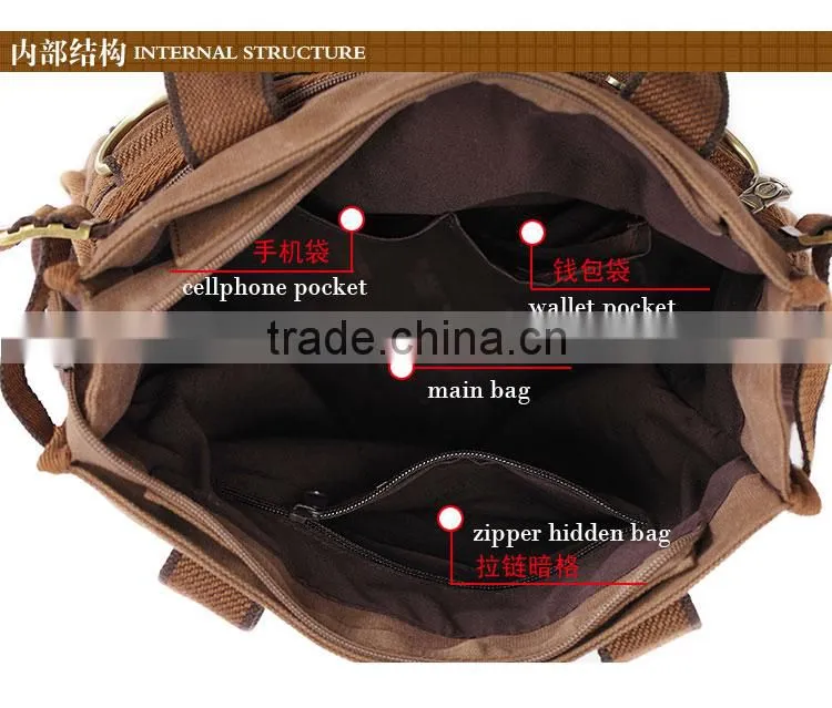 2016 new design canvas travel shoulder bag for men