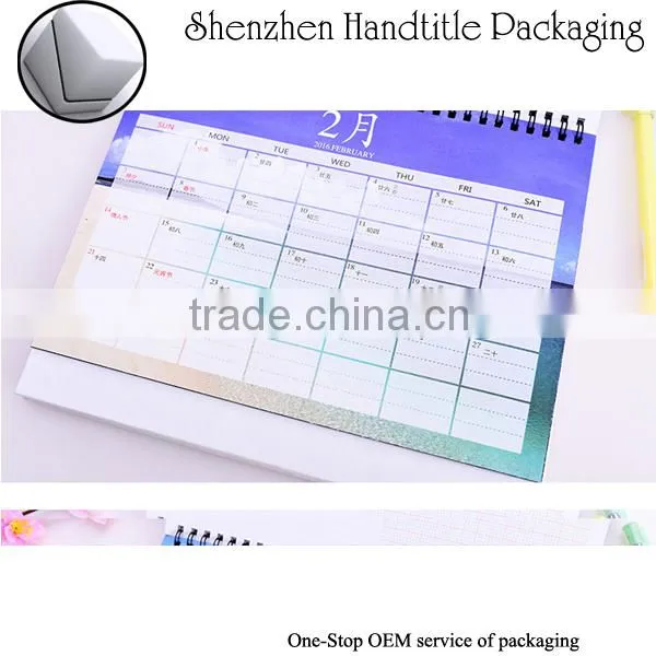 2016 Best quality wholesale hot sale offset printing colorful manual calendar