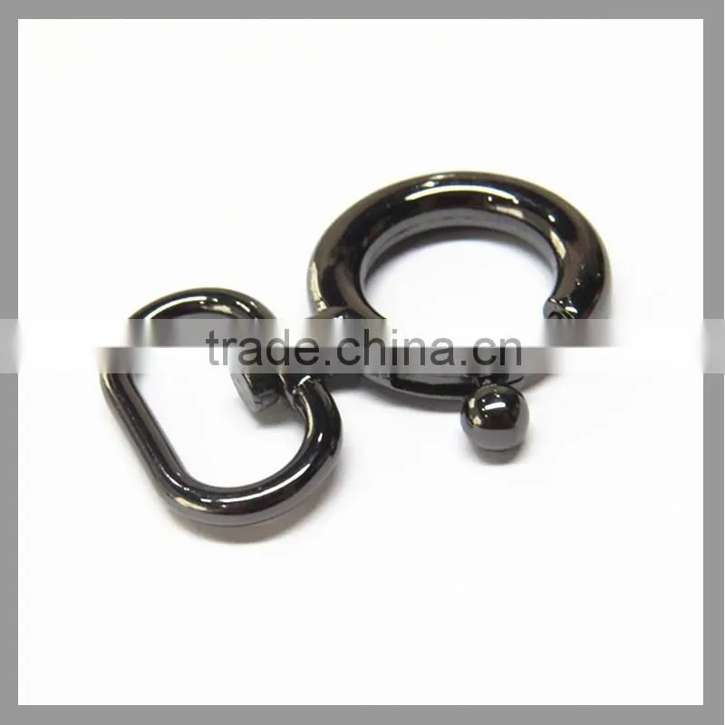 Round Black Metal Snap Hook For Bag Accessories