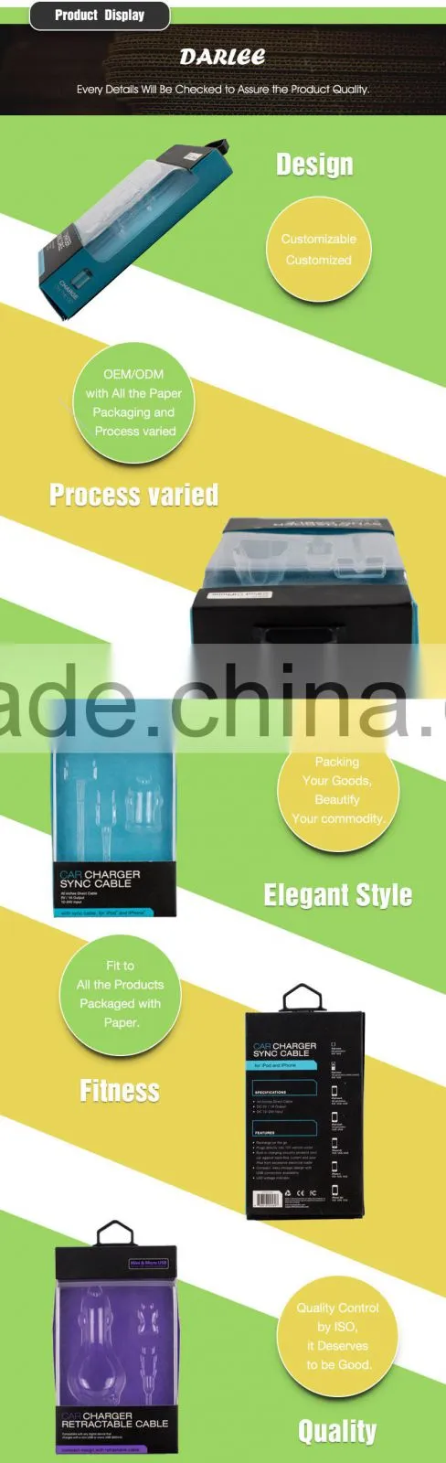 Hot sale lowest price custom logo recyclable free sample charger packaging box with blister tray