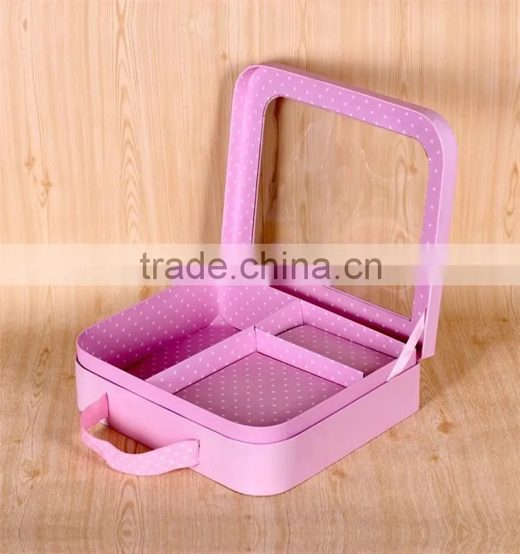 Fancy suitcase shaped baby clothes transparent gift box