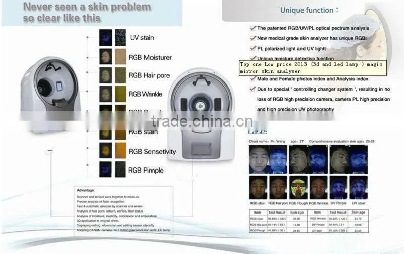 whole face testing skin analyzer magic mirror
