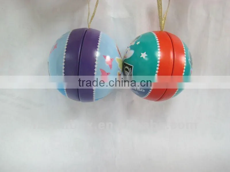 ball shape with lid christmas tin ball