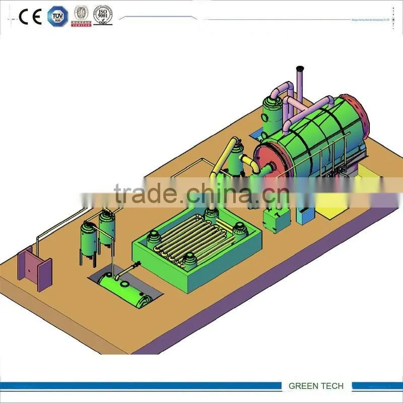 rubber to oil recycling small pyrolysis plant 4-6 ton