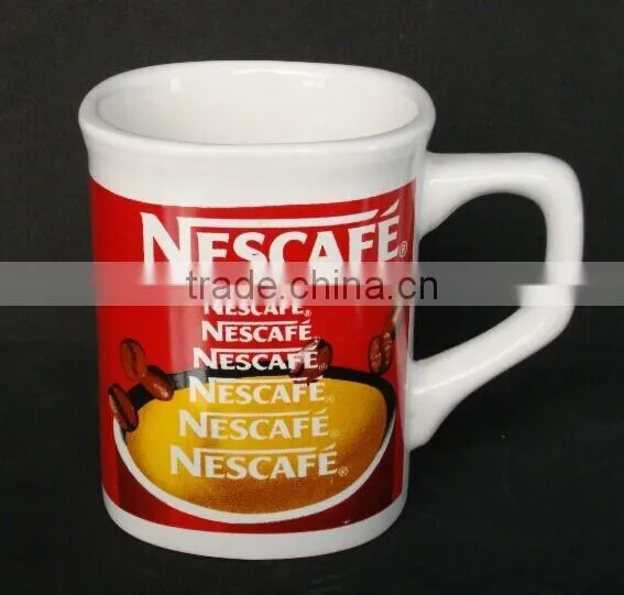 240ml porcelain coffee cup with handle printed coffee cup