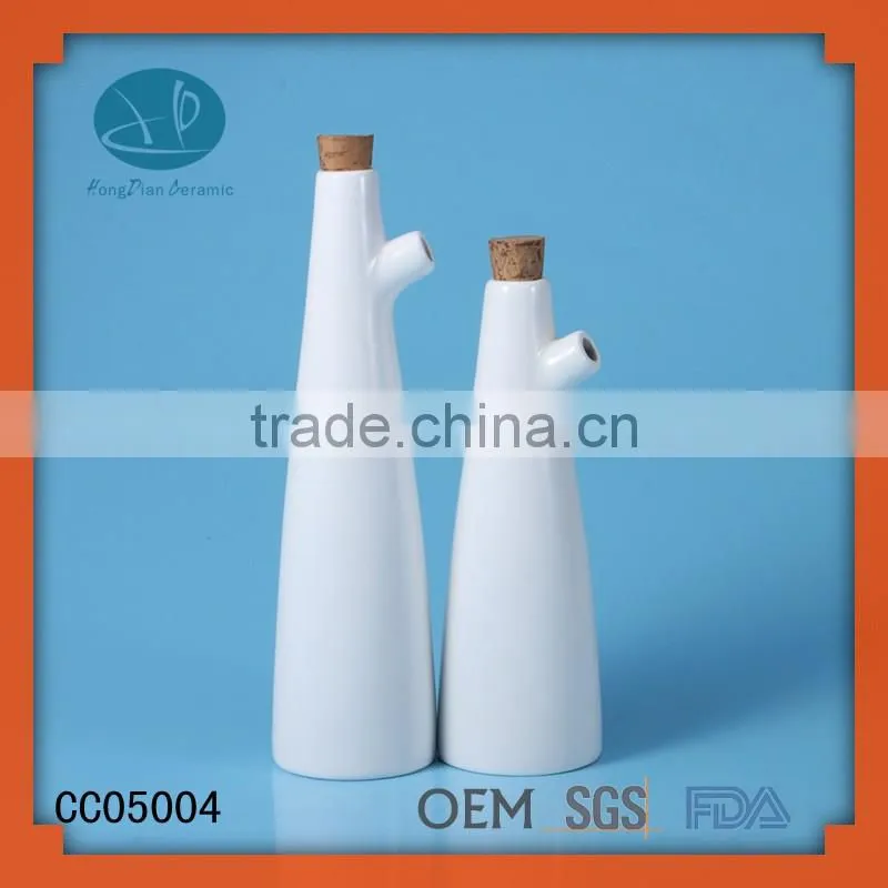 ceramic oil and vinegar bottle with wood bung